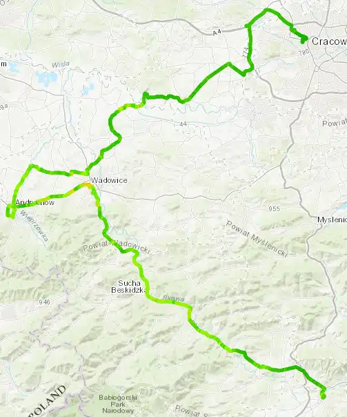 Trasa Kraków - Andrychów - Rabka-Zdrój