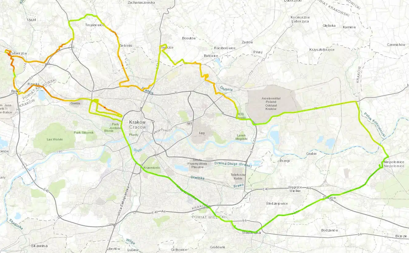 Kraków - Zabierzów - Zielonki - Węgrzce - Niepołomice - Wieliczka 21 listopada 2022