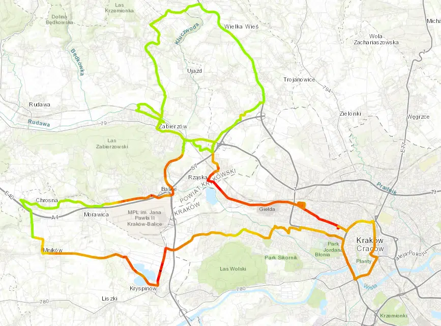Kraków - Zabierzów - Wielka Wieś - Balice - Mników - Kryspinów, 7 lutego 2023